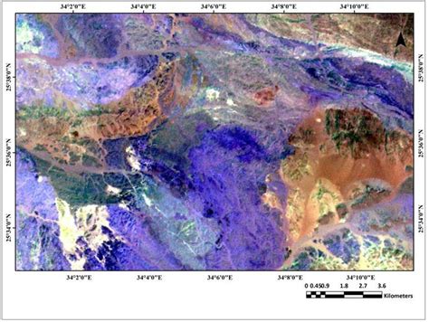 Band Ratio Image 4 5 4 6 4 7 In RGB Showing Hydrothermal Alterations