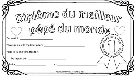 Diplôme à Colorier Fête Des Grands Pères Pépé Papi