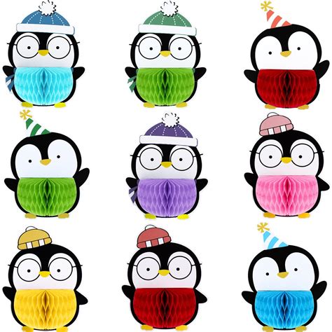 Buy 9 Pieces Penguin Honeycomb Centerpieces Penguin Birthday