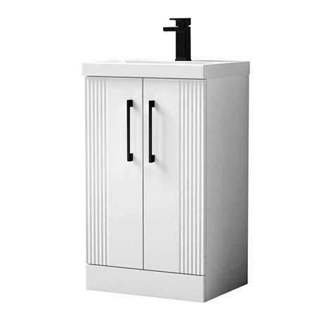 Roxbury Deco Fluted Mm White Vanity Unit Floor Standing Door