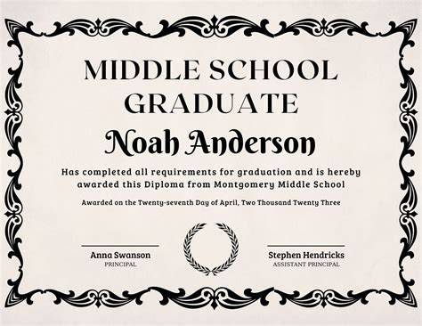 Editable Homeschool Diploma Template Middle School Junior High