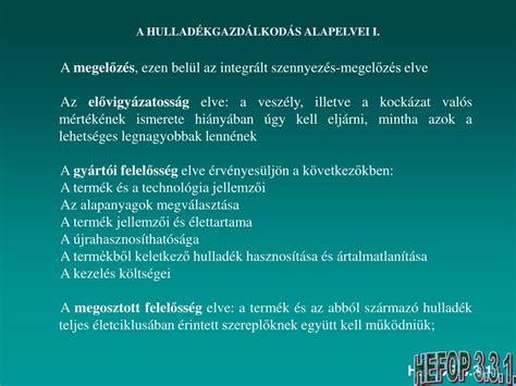 PPT HULLADÉKGAZDÁLKODÁS A HULLADÉKGAZDÁLKODÁS ALAPJAI PowerPoint