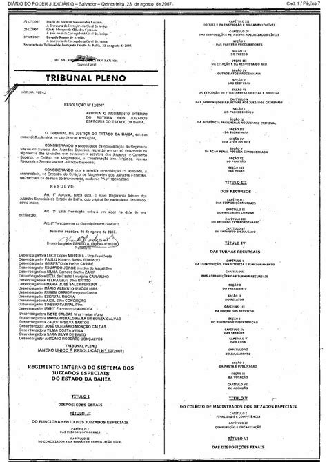 Pdf Regimento Interno Do Sistema Dos Juizados Especiais Tjba