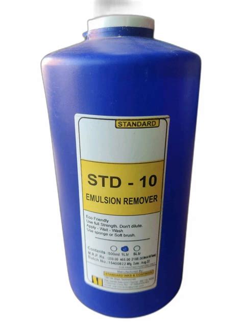 Std 10 Screen Printing Emulsion Remover Liquid Packaging Size 1