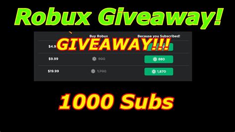 Roblox Robux Giveaway 1k Subs Special Youtube