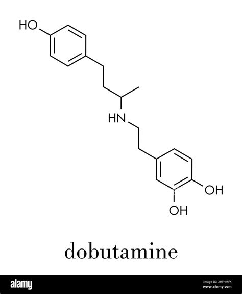 Dobutamine Sympathomimetic Drug Molecule Skeletal Formula Stock Vector