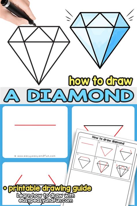 How To Draw A Diamond Step By Step Diamond Drawing Tutorial With