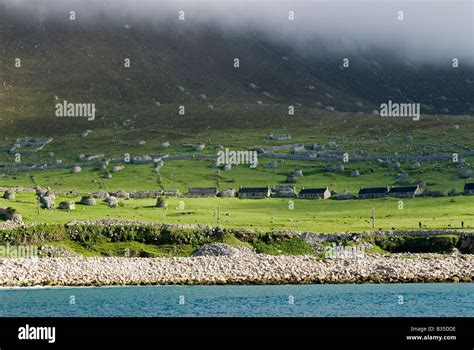 St Kilda village from Village Bay Stock Photo - Alamy