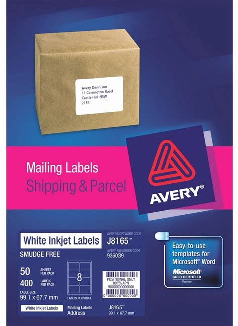 50 Avery Label 8 Per Page