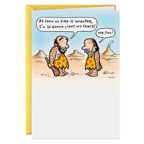 Light It Up Cavemen Farts Funny Birthday Card In 2021 Funny Birthday