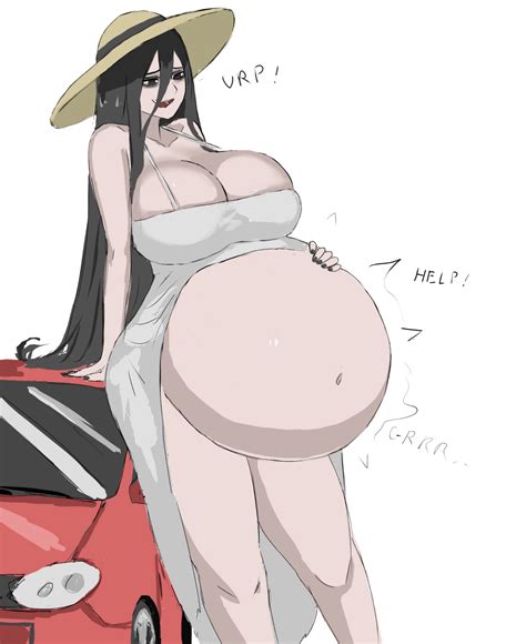 Rule 34 After Vore Big Belly Big Breasts Black Eyes Black Hair Burping Car Cleavage Dress