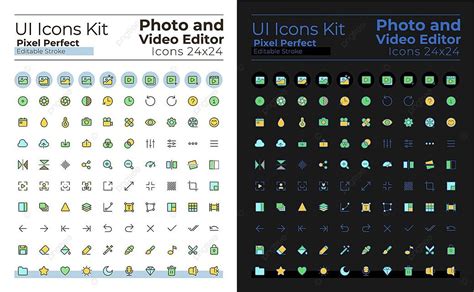 Set Of Ui Icons For Photo And Video Editors With Pixelperfect Rgb Color