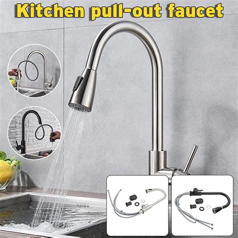 Kitchen Faucets Flexible Pull Out Nozzle 360 Degree Swivel Spout