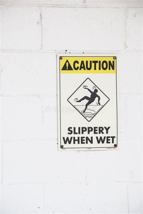 Caution Slippery When Wet Text Sign Black Yellow Isolated Floor