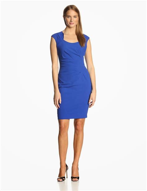 Calvin Klein Womens Cap Sleeve Side Ruched Sheath Dress Dresses For