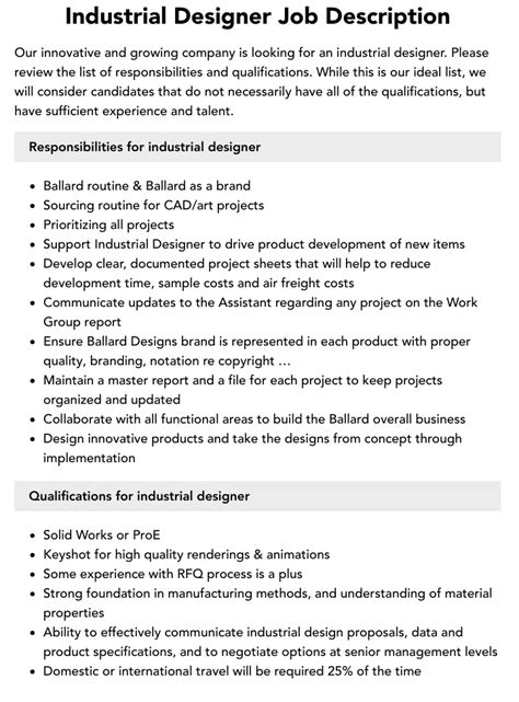 Industrial Designer Job Description | Velvet Jobs