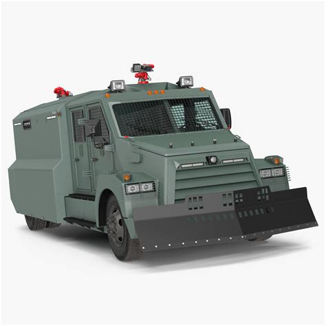 Armored Water Cannon Truck Green Simple Interior 3D Model $99 - .gltf ...