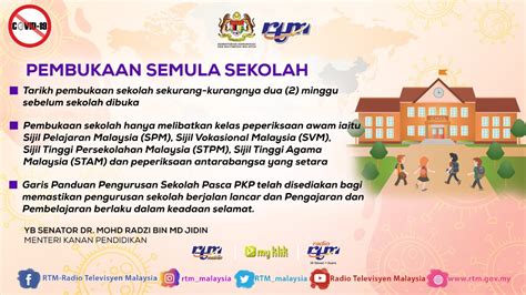 RTM Malaysia On Twitter PEMBUKAAN SEMULA SEKOLAH SERTA PEMBATALAN