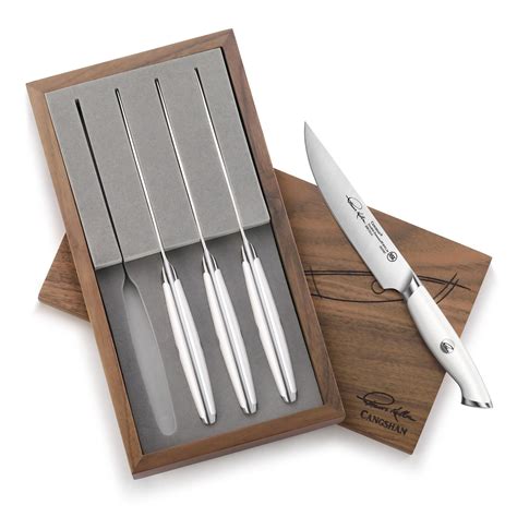 Tksc 4 Piece Fine Edge Steak Knife Set W Walnut Box Forged Swedish P Cangshan Cutlery Company