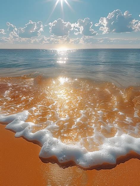 Idyllic Clean Sea And Yellow Sandy Beach Scenery Premium AI Generated