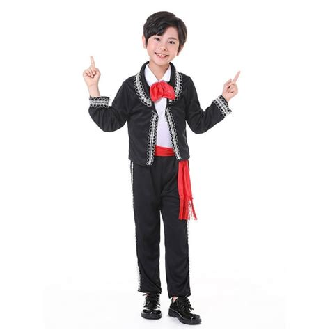 ZAROYEAX Boy Mexican Kids Traditional Dance Outfit Bowtie Belt Suit ...