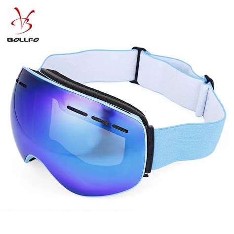 Bollfo Ski Goggles Double Layers Unisex Spherical Anti Fog Lens