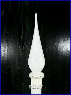 Vtg Mid Century Modern Italian Empoli White Cased Glass Fluted Floor