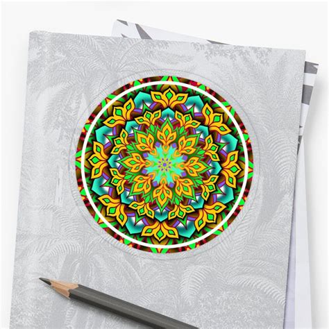 Crimson And Mustard Autum Delight Mandala Sticker By Colortime