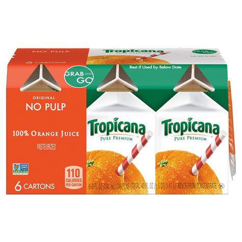 Tropicana Pure Premium No Pulp 100 Orange Juice 8 Oz 6 Pack