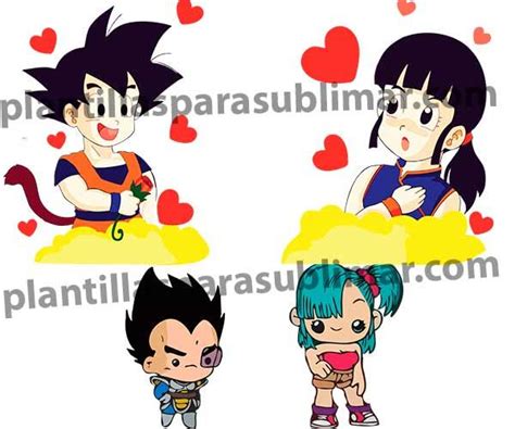 Goku Milk Vegeta Bulma Duos San Valentin Plantillas Para Sublimar