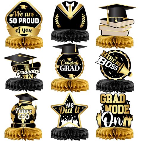 Buy Katchon Black And Gold Graduation Centerpieces Pack Of