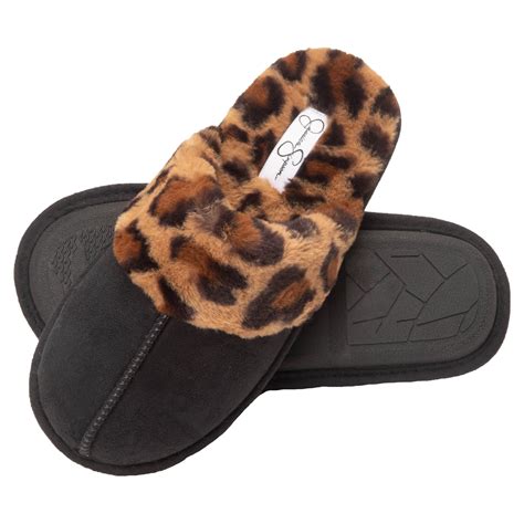 Jessica Simpson Comfy Faux Fur Womens House Slipper Scuff Memory Foam