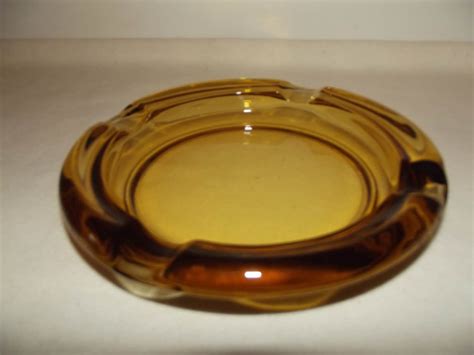 Vintage Round Amber Glass Ashtray By ThatOneThing On Etsy