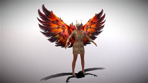 Artstation Animated Phoenix Wings Low Poly 3d Model Game Assets