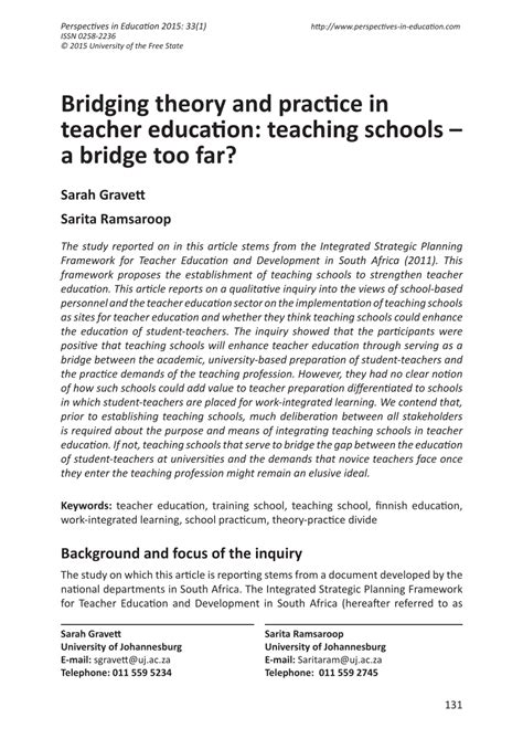 PDF Bridging Theory And Practice In Teacher Education Teaching