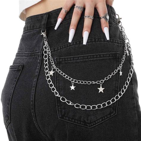 Tgirls Hip Hop Pants Chain Goth Jean Chains Star Punk