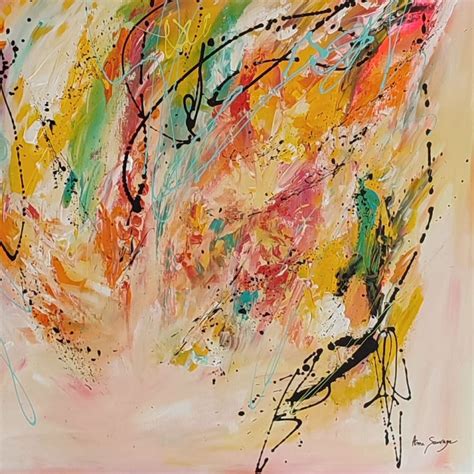 Tableau Abstrait Contemporain Multicolore Horizontal Grand Format D