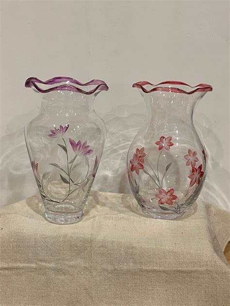 Purple Floral Spirit Magenta Purple Iris Etched Vase And Pink Floral Spirit Royal Catchfly