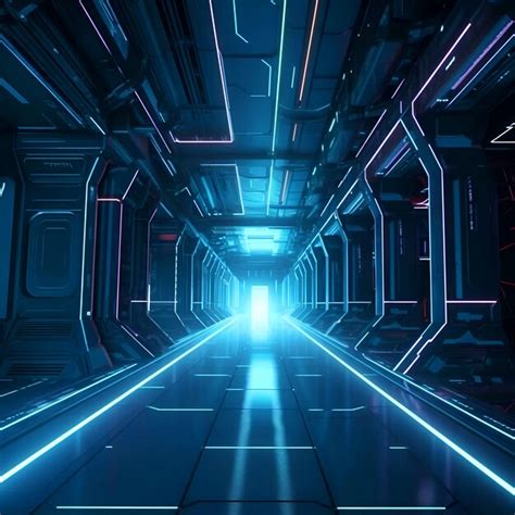 Premium AI Image Futuristic Scifi Tunnel Corridor With Glowing Lights