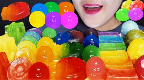 Asmr Rainbow Food Kohakuto Jelly And Rice Cake Eating Sounds