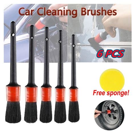 Buy 6Pcs Car Detailing Brush Set Detail For Cleaning Wheels Engine