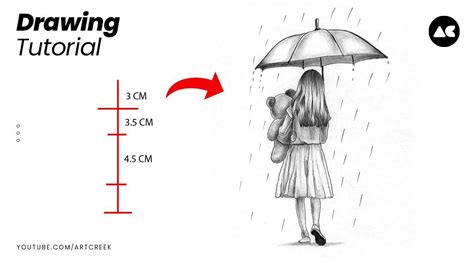 Easy Way To Draw A Girl With Umbrella A Rainy Day Pencil Sketch Art Drawing Tutorial