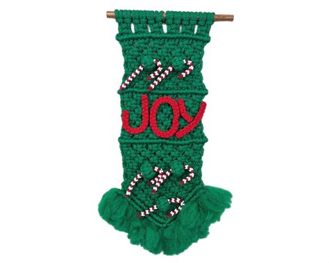 S Macrame Christmas Wall Hanging Tapestry Woven Boho Joy Vintage