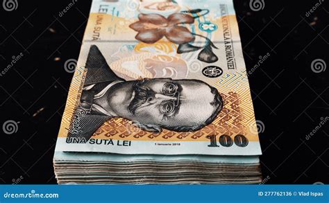 Romanian Lei Currency Banknote Ron Money European Currency Stock Photo