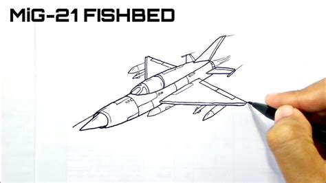 How To Draw Fighter Jet Step By Step Easy Mig 21 Fishbed Youtube