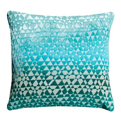 Kevin O Brien Studio Triangles Velvet Decorative Pillow Aqua Velvet