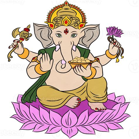 Lord Ganeshagod In Hinducreative With Illustration In Flat Design