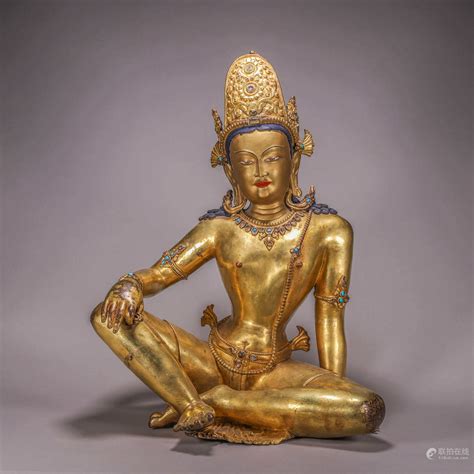 51BidLive A Gilding Copper Guanyin Statue