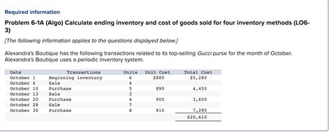 Solved Calculate Ending Inventory And Cost Of Goods Sold At