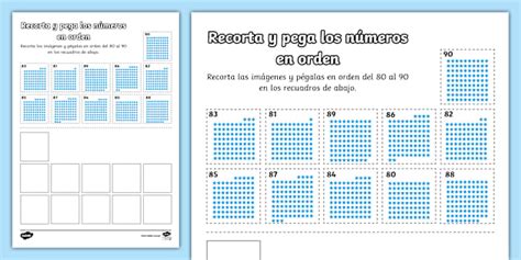 Ficha De Actividad Ordenar Los Números Del 80 Al 90